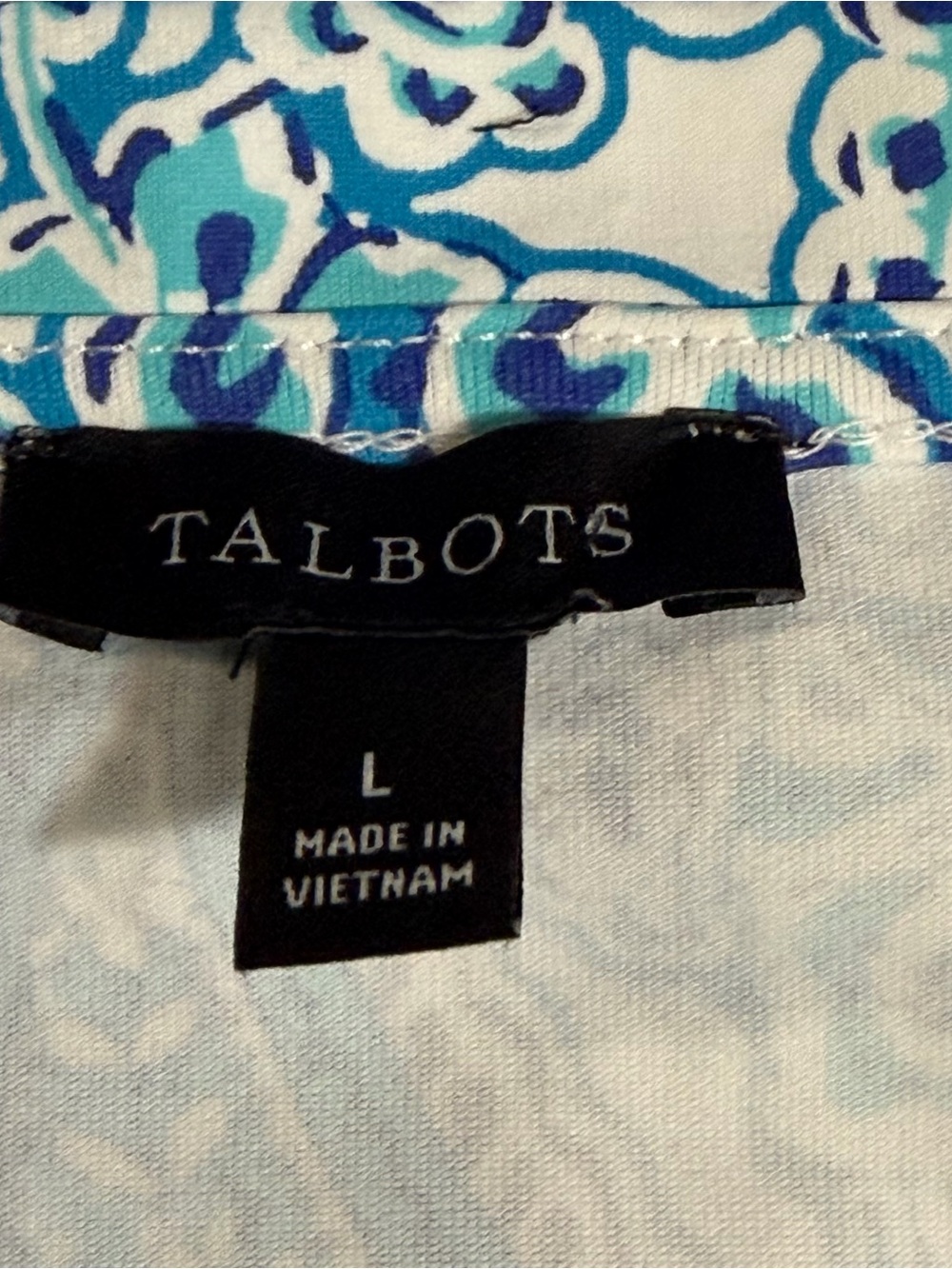 Talbots Teal and Navy Paisley Top - Picture 10 of 11